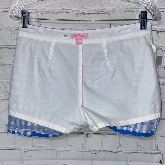 Lilly Pulitzer 00 super cute blue white checkered skort ruffle bottom summer - Picture 4 of 7